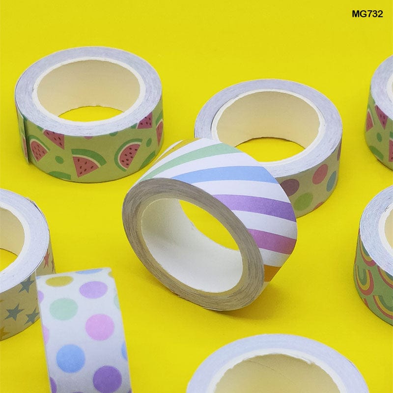 MG Traders Washi Tape 3M X 1.5 Printed Tape 10Pc Pack Mg7832