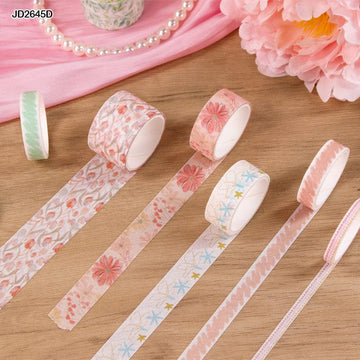 Pastel floral Washi Tape 2Mtr- pack of 1 contains 10 tape rolls