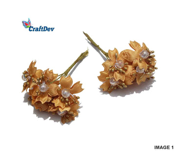 MG Traders Artificial Flower 2432-1 Cloth Flower 72Pcs Brown