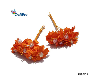 MG Traders Artificial Flower 2432-1 Cloth Flower 72Pcs Orange