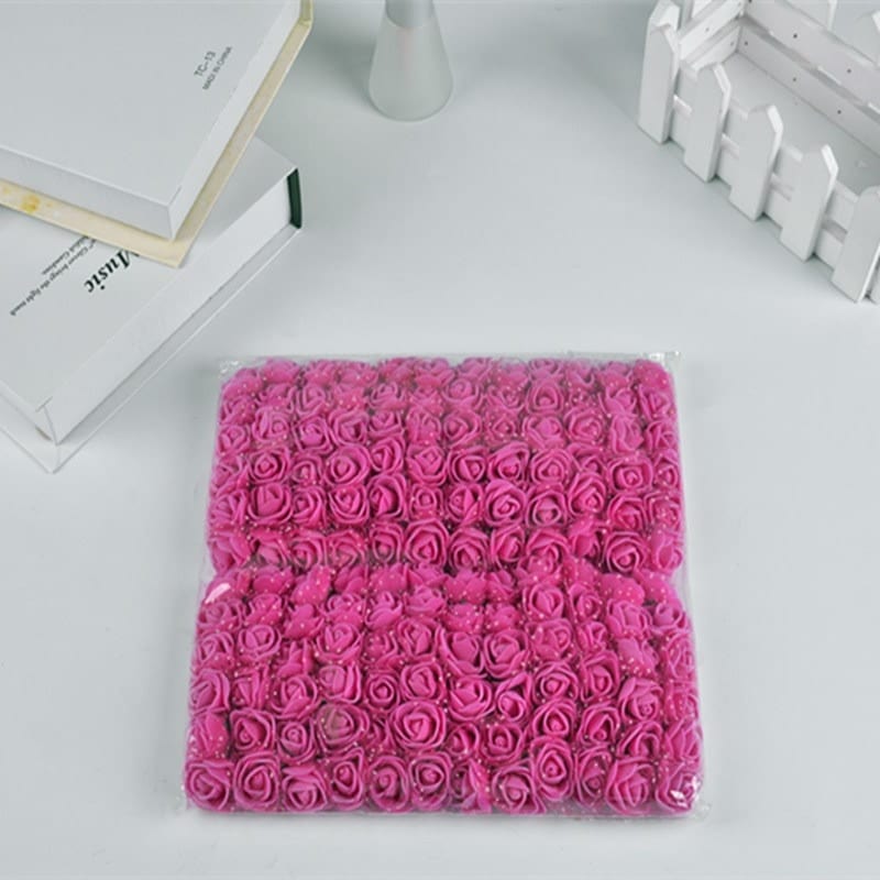 MG Traders Artificial Flower Foam Flower Net Small 144 Pcs Dark Pink