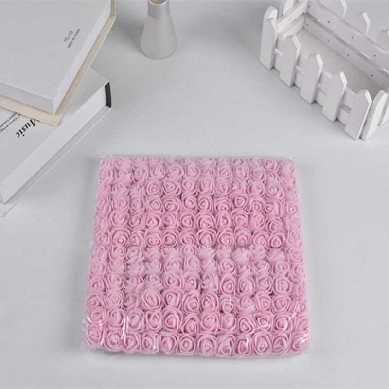 MG Traders Artificial Flower Foam Flower Net Small 144 Pcs Light Pink