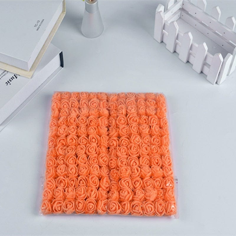 MG Traders Artificial Flower Foam Flower Net Small 144 Pcs Orange