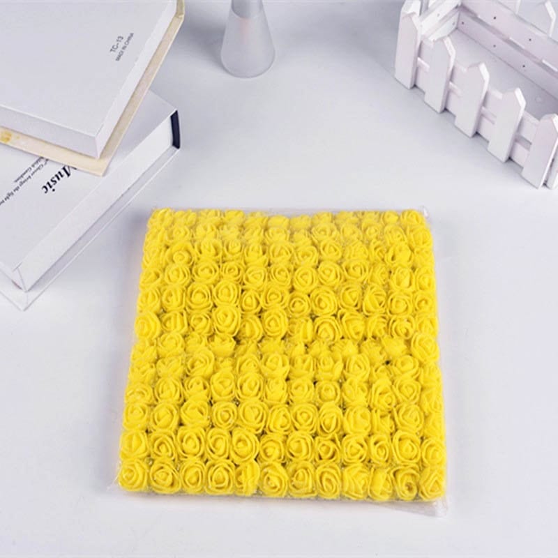 MG Traders Artificial Flower Foam Flower Net Small 144 Pcs Yellow