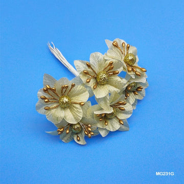 Mg23-1G Cloth Flower Gold 60Pc