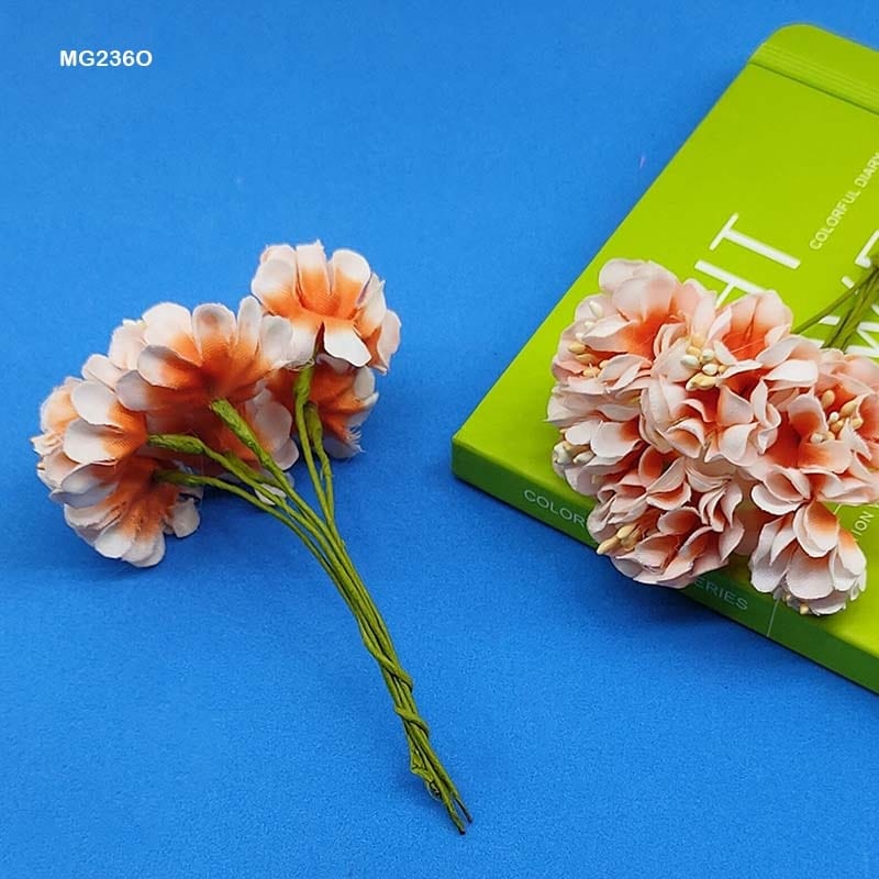 MG Traders Artificial Flower Mg23-6O Cloth Flower 72Pc Orange