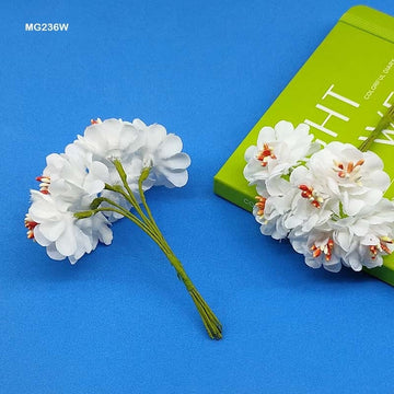 MG Traders Artificial Flower Mg23-6W Cloth Flower 72Pc White