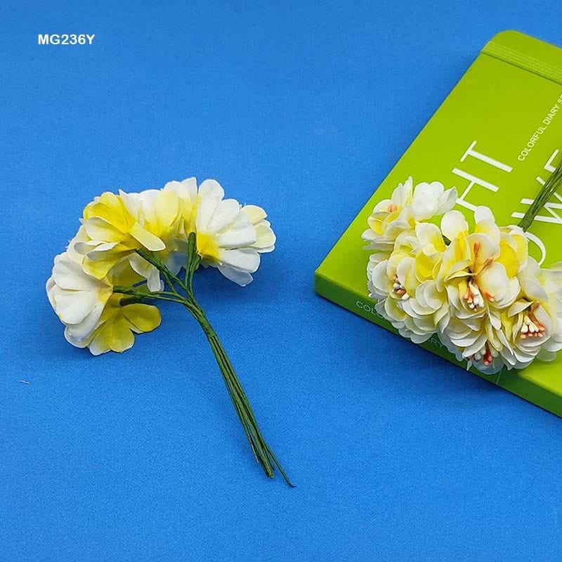 MG Traders Artificial Flower Mg23-6Y Cloth Flower 72Pc Yellow