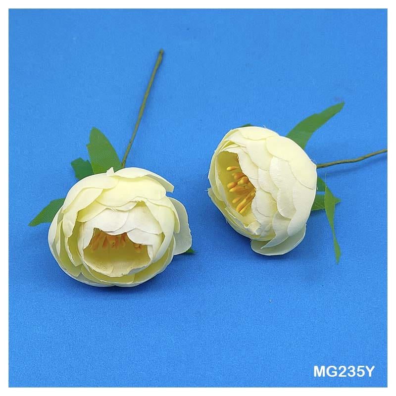 MG Traders Artificial Flower Mg235-Y Cloth Peony Flower Big Yellow 30Pcs