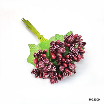 MG Traders Artificial Flower Pollen 2 Tone Makay Maroon (Mg2309)