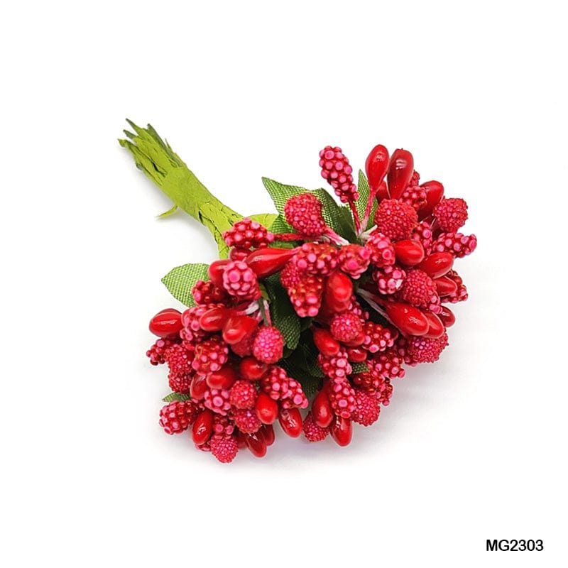 MG Traders Artificial Flower Pollen 2 Tone Makay Red (Mg2303)