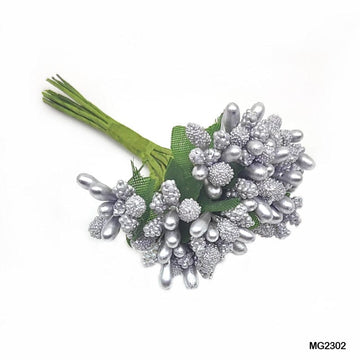MG Traders Artificial Flower Pollen 2 Tone Makay Silver (Mg2302)