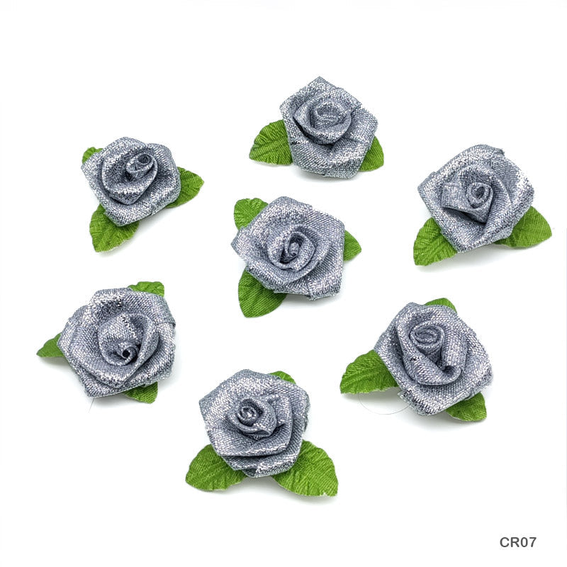 MG Traders artificial flower Satin Cloth Flower 24Pc Silver (Cr07)