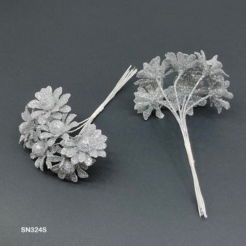 Sn324S Glitter Flower Silver