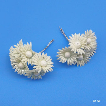 32-7W Glitter Flower 72Pcs White