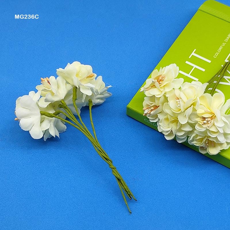 MG Traders Artificial Flowers Mg23-6C Cloth Flower 72Pc Creame