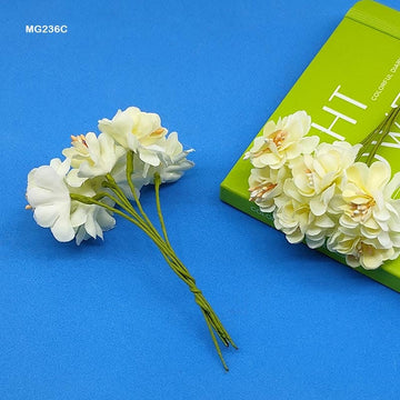 MG Traders Artificial Flowers Mg23-6C Cloth Flower 72Pc Creame