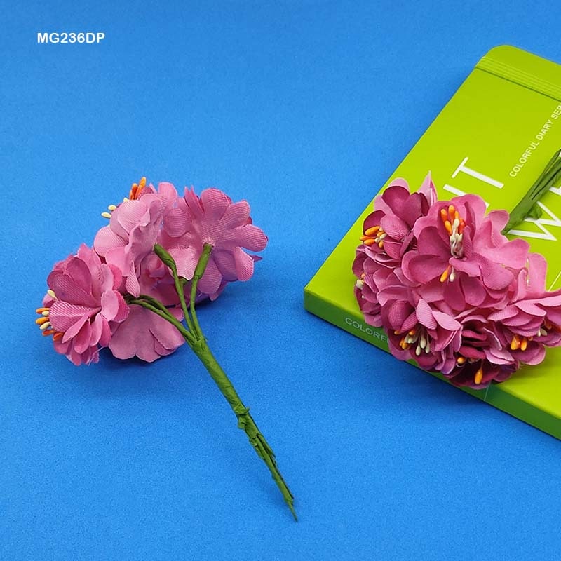 MG Traders Artificial Flowers Mg23-6Dp Cloth Flower 72Pc Dark Pink