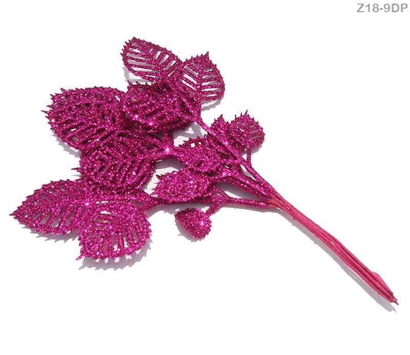 MG Traders Artificial Flowers Z18-9Dp Leaf Glitter D Pink (72Pcs)