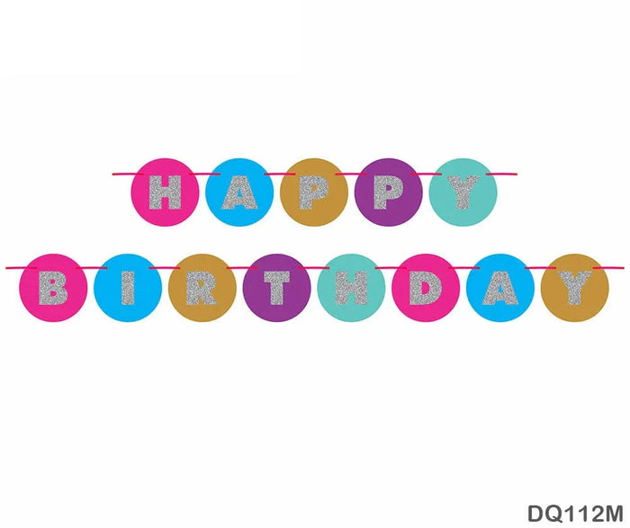 Happy Birthday Round Gliter Banner      Code  Dq112M
