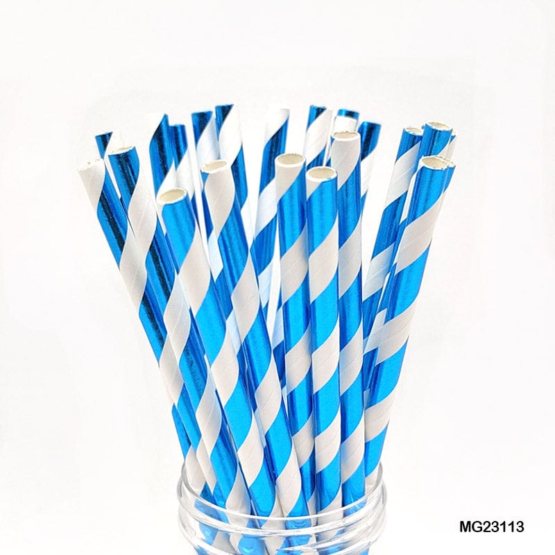 MG Traders Balloon & Party Products Paper Straw Foiled Stripe 25Pcs (Mg231-13)  (Pack of 4)