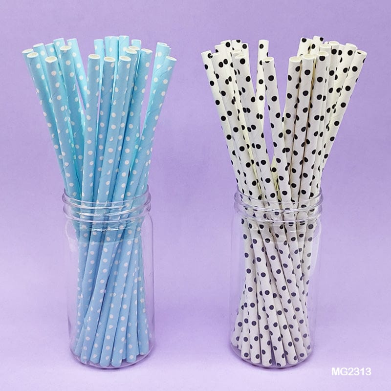 MG Traders Balloon & Party Products Paper Straw Plain Small Dots 25Pcs (Mg231-3)  (Pack of 6)