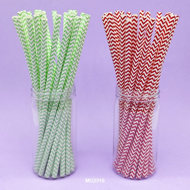 MG Traders Balloon & Party Products Paper Straw Plain Zigzag 25Pcs (Mg231-6)  (Pack of 6)