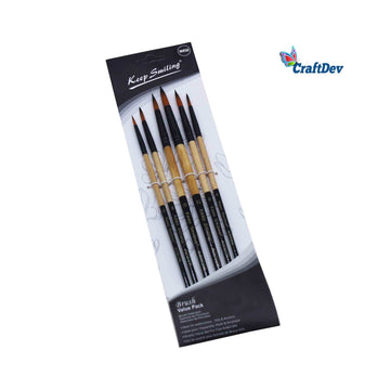 MG Traders Brush A0002R 6Pc Paint Brush Round C/W Handle
