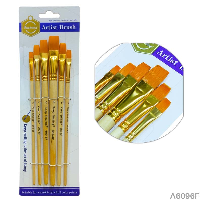 MG Traders Brush A609-6F 6Pc Paint Brush Wood Finish