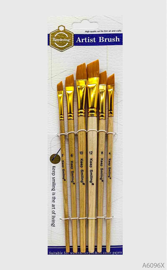 Wood Finish Paint Brush Set - 6 Piece Assortment