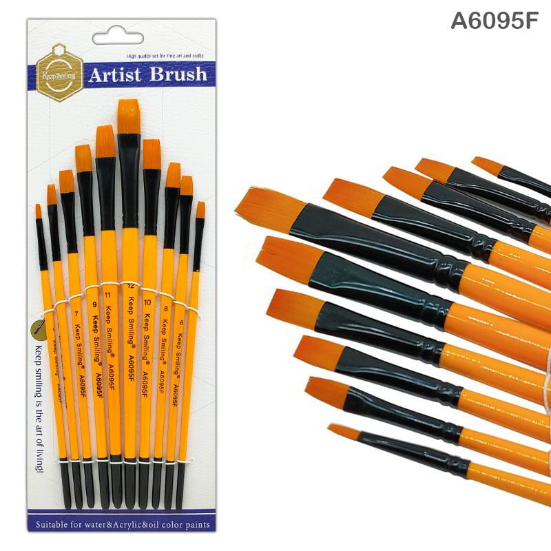 MG Traders Brush A6095F 10Pc Paint Brush Orange Handle