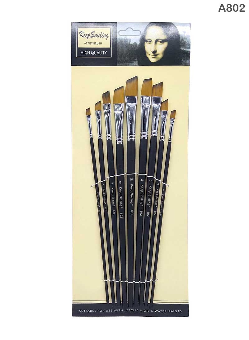 MG Traders Brush A802 9Pc Monalisa Brush Long Handle