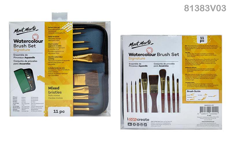 MG Traders Brush Mont Marte Water Colour Brush Set 11Pcs