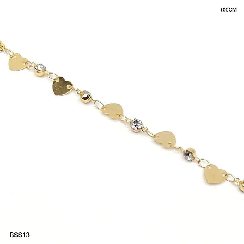 Gold heart Chain (100cm) pack of 1