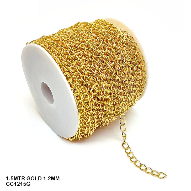 MG Traders Chains & Hooks Cc1215G Chain 1.5Mtr Gold 1.2Mm