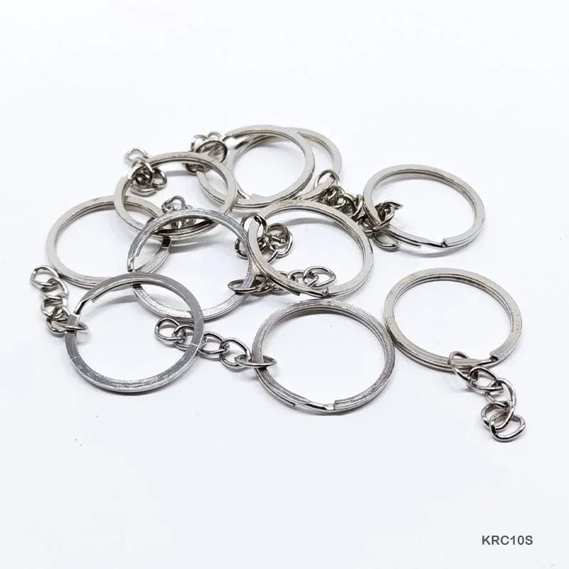 MG Traders Chains & Hooks Krc10S Key Ring With Chain 10Pc Silver 1.6X30Mm