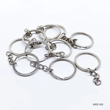 MG Traders Chains & Hooks Krc10S Key Ring With Chain 10Pc Silver 1.6X30Mm