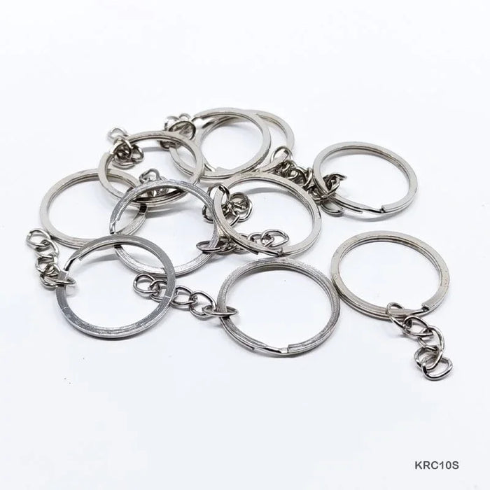 Key Ring With Chain 10Pc Silver 1.6X30Mm    Code  Krc10S