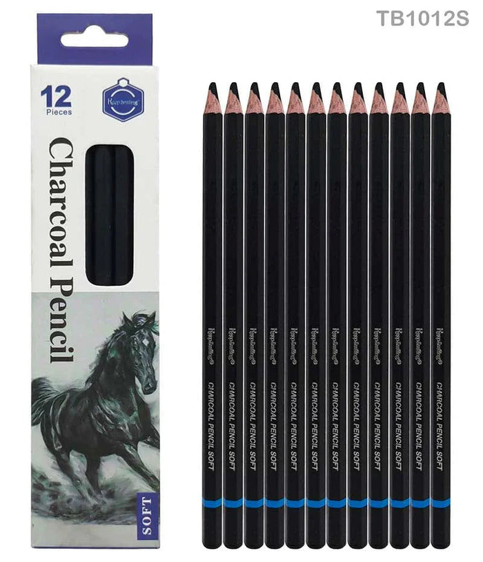 12 Soft Charcoal Pencils Set (Tb1012S) - Rich & Blendable