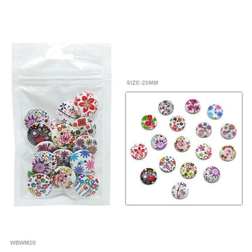 MG Traders Clip Button White Printed Midium 20Mm 20Pcs (Wbwm20)