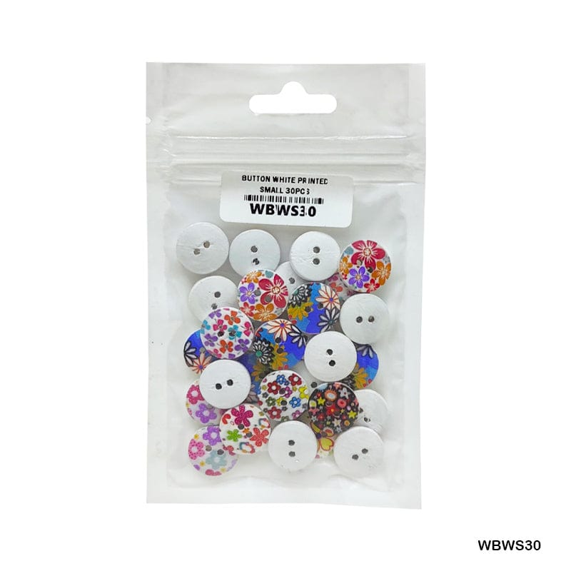 MG Traders Clip Button White Printed Small 15Mm 30Pcs (Wbws30)