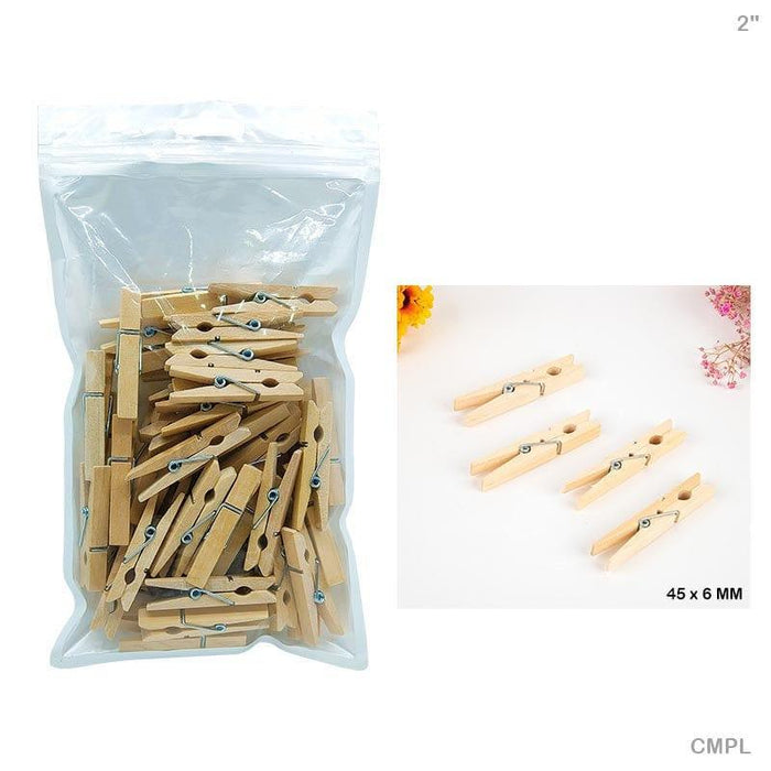 Clip 50Pc Medium  Plain 2 Wooden (Cmpl)