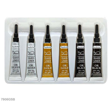 Glass Liner Gold/Silver/Black 6Pc(7906Gsb)