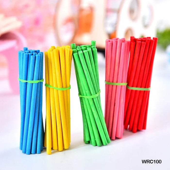 Vibrant Round Colored Wood Craft Sticks 8cm x 5mm | 100 Pack