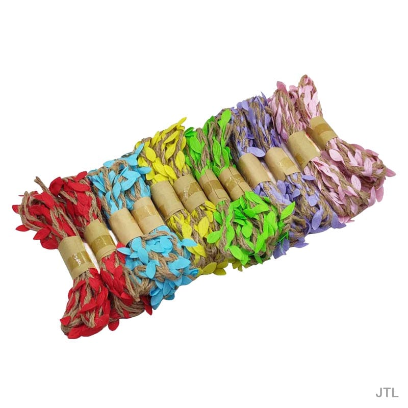 MG Traders Craft Threads & Pearl Lace Jute Thread Leaf 12Pcx2Mtr (12 Color) Jtl