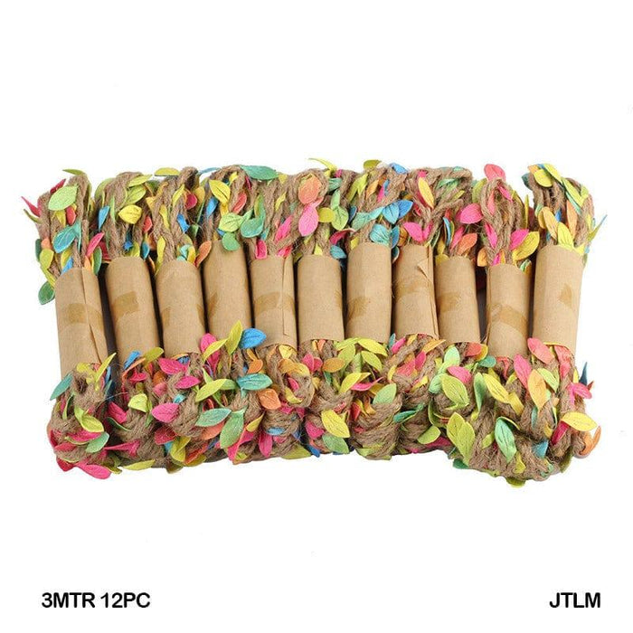 Multi-Color Jute Thread with Leaf Accents - 3 Meters (Pack of 1)