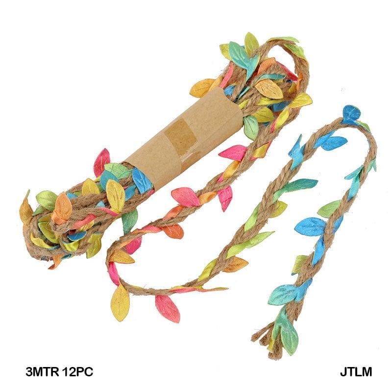 MG Traders Craft Threads & Pearl Lace Jute Thread Leaf Multi 3Mtr 12Pc (Jtlm)