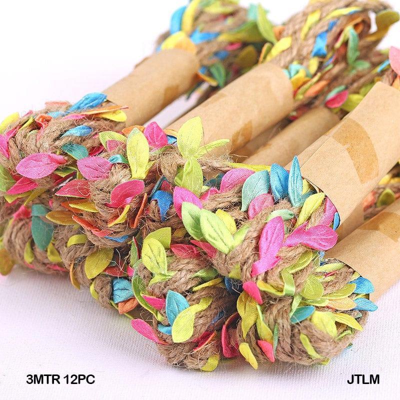 MG Traders Craft Threads & Pearl Lace Jute Thread Leaf Multi 3Mtr 12Pc (Jtlm)