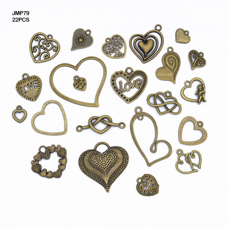 MG Traders Crafty Things Display Pack Jmp79 Mix Heart Pendants Copper (22Pcs)