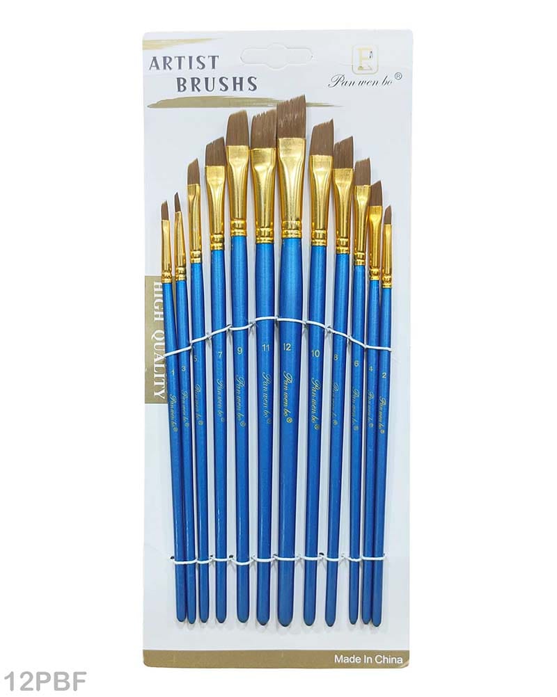 MG Traders Drawing Materials 12Pc Paint Brush Blue X (12Pbx)